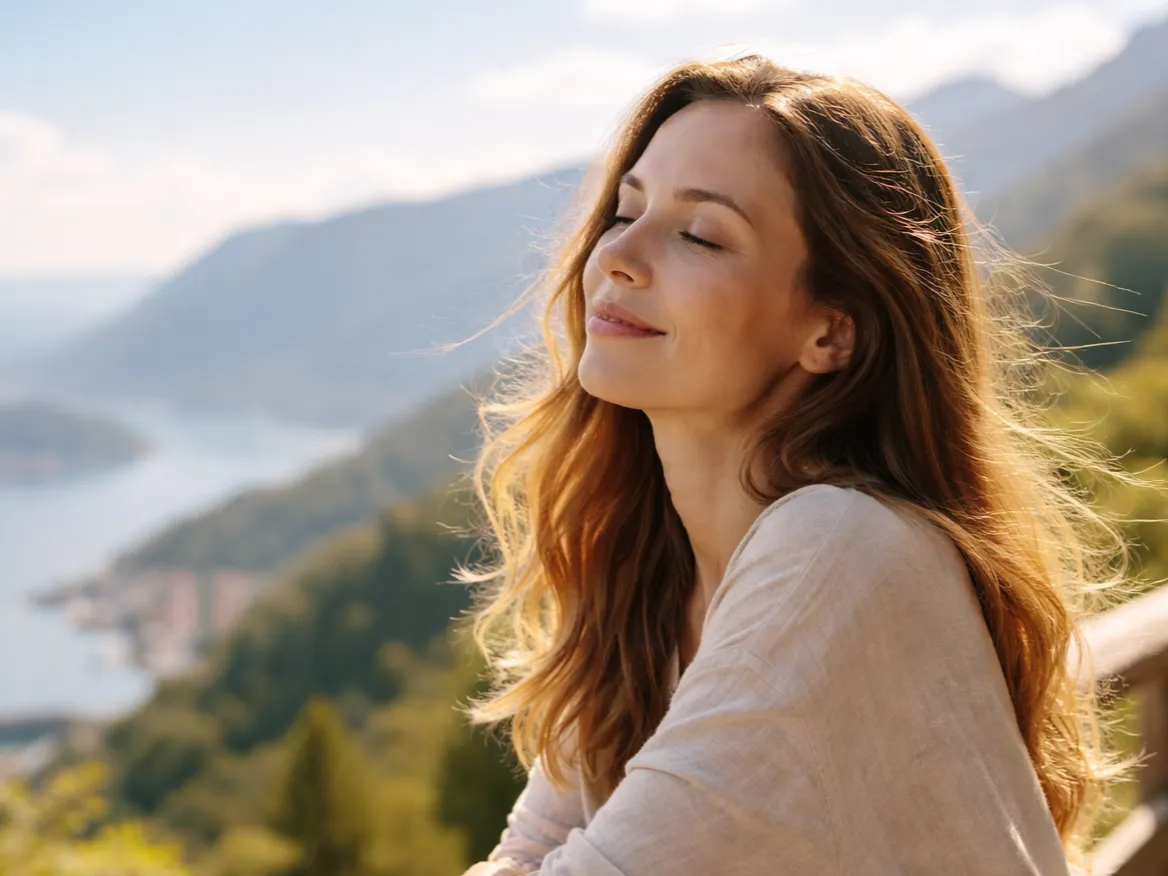 Woman in a calm, worry-free moment