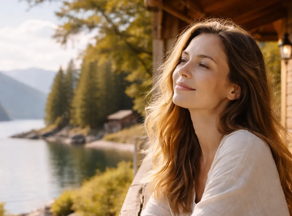 Woman feeling calm and in control